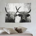 thumbnail image 4 of ONETECH  Two Highland Cows Tapestry Wall Hanging Funny Bull Wall Decor Marble Wall Art Western Animal Longhorn Cattle Wildlife Farmhouse Farm Country Bedroom Living Room Dorm Fabric, 4 of 7