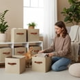 thumbnail image 3 of GRANNY SAYS Storage Cube Organizer, 11 Inch Cube Storage Bins, Fabric Storage Bins for Cube Shelf & Closet, 6-Pack, Khaki, 3 of 7