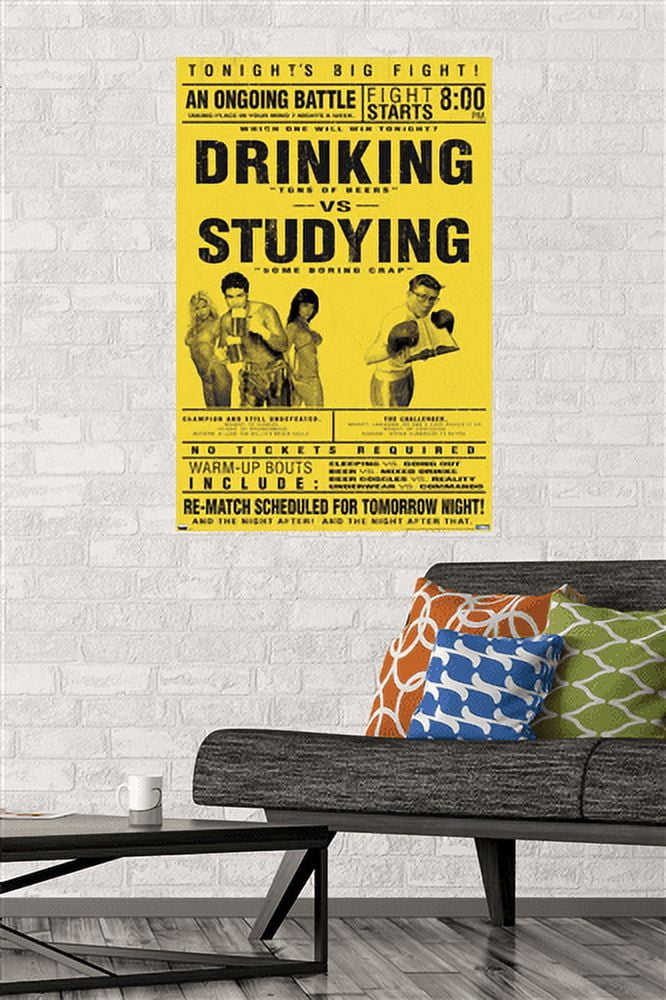 Drinking Versus Studying Wall Poster, 22.375" x 34"