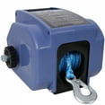 thumbnail image 2 of 12v Trailer Winch,Reversible Electric Winch, for Boats up to 6000 lbs.,with synthetic rope,with extra pulley hook,power in and power out,with manual function.blue plastic casing, 2 of 19
