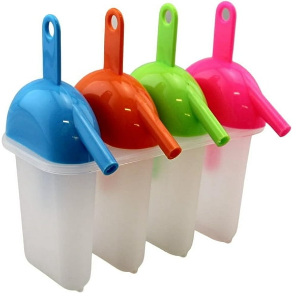Ice Lolly Pop Mold Popsicle Maker with Straw - Makes 4.5" Healthy Snacks, No-Spill Drip Guard, Dishwasher Safe, Perfect for Juice, Yogurt, Gelatin - Ideal for Kids & Adults