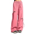 thumbnail image 2 of Girls Pants Back To School Clothes for Teen Girls Stylish Asymmetric Distressed Wide Leg High Waist Cargo Pants for Casual Outdoor Summer Activities Comfortable Versatile Ideal for Teen Girls, 2 of 5