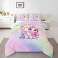 thumbnail image 2 of Erosebridal Rainbow Unicorn Bedding Twin Comforter Set, Initial H Down Comforter, Romantic Initial A-Z Decor, Reversible, 2 of 7