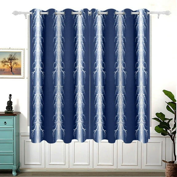 Electric Lightning Strikes Thermal Blackout Curtains 63x55 Inch 2 Panels Grommet Window Drapes for Bedroom Living Room