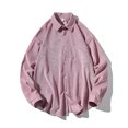 thumbnail image 2 of Camisas s Para Hombre Slim Fit Camisa informal de manga larga con bolsillo y cuello vuelto para hombre, de pana, informal, para otoño (Pink, S), 2 of 7