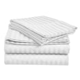 thumbnail image 2 of Fresh Home 1000 Thread Count Egyptian Quality Cotton Deep Pocket Dobby Stripe Sheet Set White - California King, 2 of 5