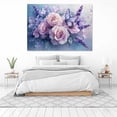 thumbnail image 3 of Mudket Purple Rose and Lavender with Butterfly Canvas Wall Art, Floral Oil Painting Wall Decor, Framed Ready to Hang Artwork for Living Room Bedroom Office - 12"L x 8"W, 3 of 10