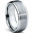thumbnail image 1 of Men's Tungsten Ring Matte Finish High Polish Wedding Band Silver 8MM Comfort-fit, 1 of 5