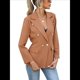 thumbnail image 2 of Chaqueta Blazer para Mujer, Informal, de Negocios, con Frente Abierto, Solapa, Elegante Abrigo con Bolsillos Caqui M, 2 of 8
