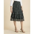 thumbnail image 2 of Moomaya Printed Layered Skirt For Women, Elastic Waist, Tiered Chiffon Midi Skirt, 2 of 8