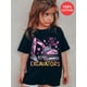 thumbnail image 1 of Camiseta de verano para niña, 100 % algodón, con estampado de excavadora de dibujos animados: cuello redondo, manga corta y dobladillo asimétrico., 1 of 6