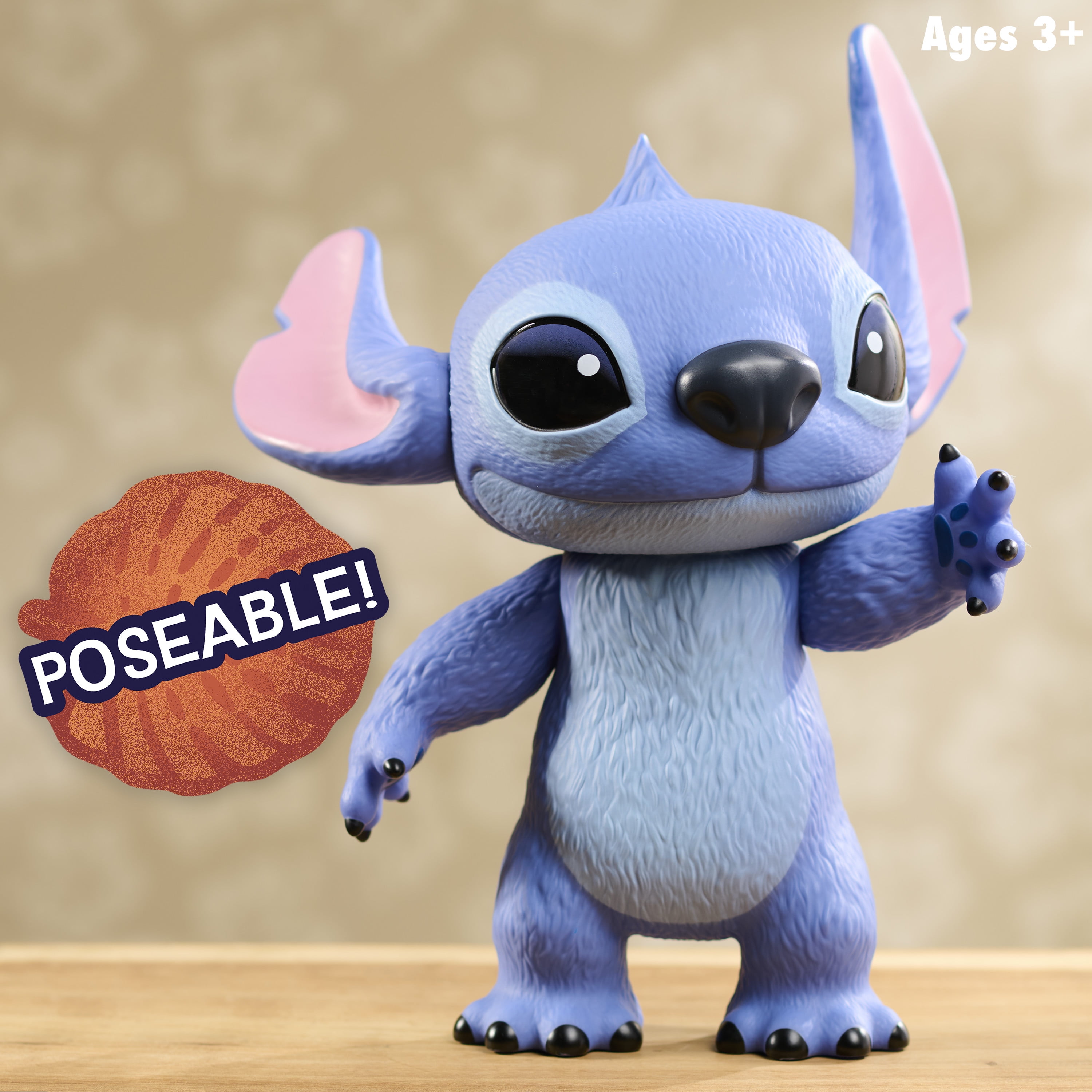 Disney Stitch Live-Action Larger Than Life 14-inch Vinyl Figure, Poseable Toy Figurine, Ages 3+