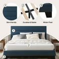 thumbnail image 5 of Einfach Queen Bed Frame, Platform Bed Frame with Panel Upholstered Fabric Headboard, Blue, 5 of 6