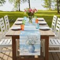 thumbnail image 4 of Blue Coastal Burlap Cotton Table Runner 13x72 Inches Long, Summer Ocean Sea Flowers Vases Starfish Farmhouse Table Runners, Outdoor Dining Table Decor for Baby Shower/Party/Wedding, 4 of 8
