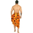 thumbnail image 2 of LA LEELA Men's Pareo Halloween Costumes Scary Theme Party Swim Trunks Swimwear Cover Up Beach Wrap Summer Sarong for Men One Size Scary Skull, Spooky Orange, 2 of 5