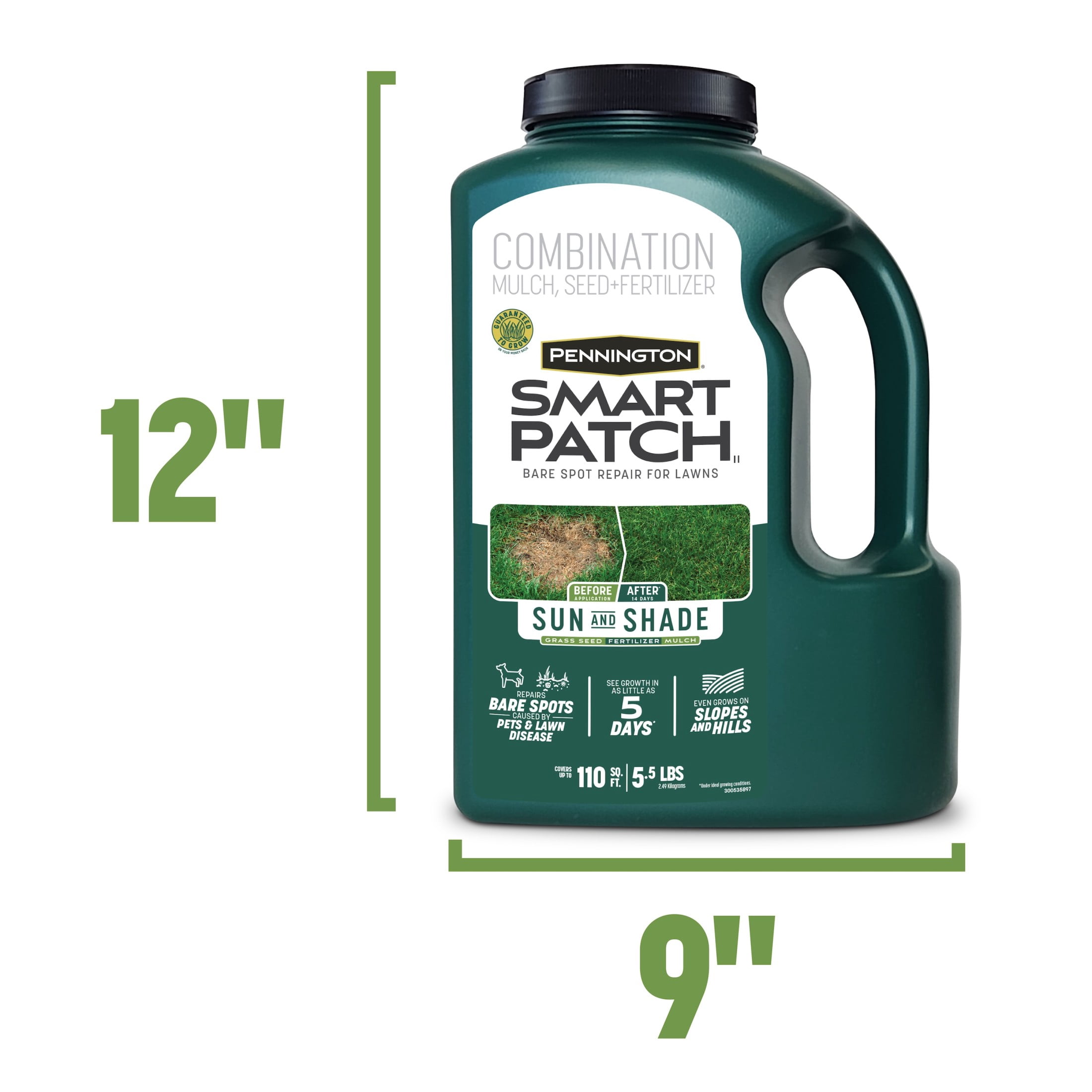Pennington Smart Patch Sun and Shade Grass Seed Mix, for Sun to Partial Shade, 5.5 lb.