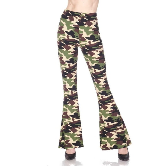 Buttery Smooth Active Duty Camouflage Bell Bottom Leggings Green M