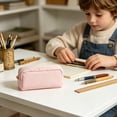 thumbnail image 1 of Estuche de lápices de gran capacidad, color sólido y tela suave, bolsa multifuncional portátil para papelería escolar y de oficina, 19x10x7 cm., 1 of 8