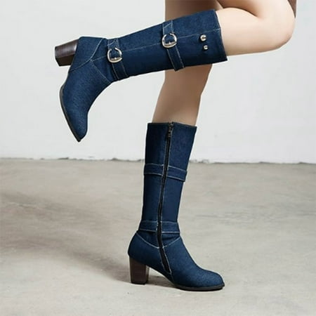

Cathalem over The Knee Boots for Women Wide Calf High End Suede Leather Boots Autumn And Winter Mid Calf Leather Boots for Women BU2 7.50