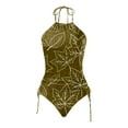 thumbnail image 4 of MKLEKYY Trajes De Baño Mujer 2 Piezas Women'S Fashionable Summer Maple Leaf Line Print Sexy Lace Up Split Swimsuit, 4 of 5