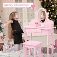 thumbnail image 3 of Kojooin Tocador Infantil con Espejo, Mesa de Maquillaje y Taburete para Niñas, Tocador y Silla con Juego de Maquillaje de Madera para 4-9 Niñas, 3 of 7