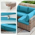 thumbnail image 4 of Kimunuk 14 Piece Outdoor Furniture Replacement Cushions, 5" Foam Foam High-Density, Fits 6-Seat Sectional Rattan Conversation Set, Patio Water-Resistant Sofa Cushions, Lake Blue, 4 of 6