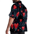 thumbnail image 3 of Valentine's Day Love ECG Men's Button Down Hawaiian Print Short Sleeve Casual Summer Beach Shirts, 3 of 6