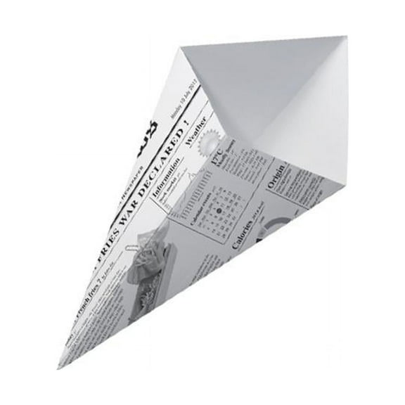Packnwood 210CNEWS325 11 oz. Sturdy Paper Cones with Newsprinted Print