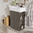 thumbnail image 3 of 22" Sturdy Modern Freestanding Vanity Cabinet, Modern Bathroom Cabinet with Ceramic Sink, Freestanding Vanity with Soft Close Door for Bathroom, Dark Gray, 3 of 9