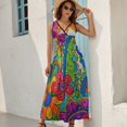 thumbnail image 2 of Vibrant Colorful Psychedelic Floral Art King Size Sleeveless Dress Dresses Summer Women Dresses Clothing Woman Dresses Dress, 2 of 7