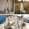 thumbnail image 3 of FOR U DESIGNS Green Tree Floral Ink Print Couple Shirts and Dress Matching Outfit Linen-Style Flowy Womens Sleeveless Sundress with Pocket Casual Mens Buttons Shirt, 3 of 7