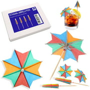 BLUE TOP Cocktail Umbrella Parasol Picks 4 Inch Pack 50 Octagonal Style,Drink Umbrella Toothpicks for Drink&Food, Decorative toothpicks for Party,Hotel, Restaurant,Tiki Bar,Hawaiian Party,Labor Day