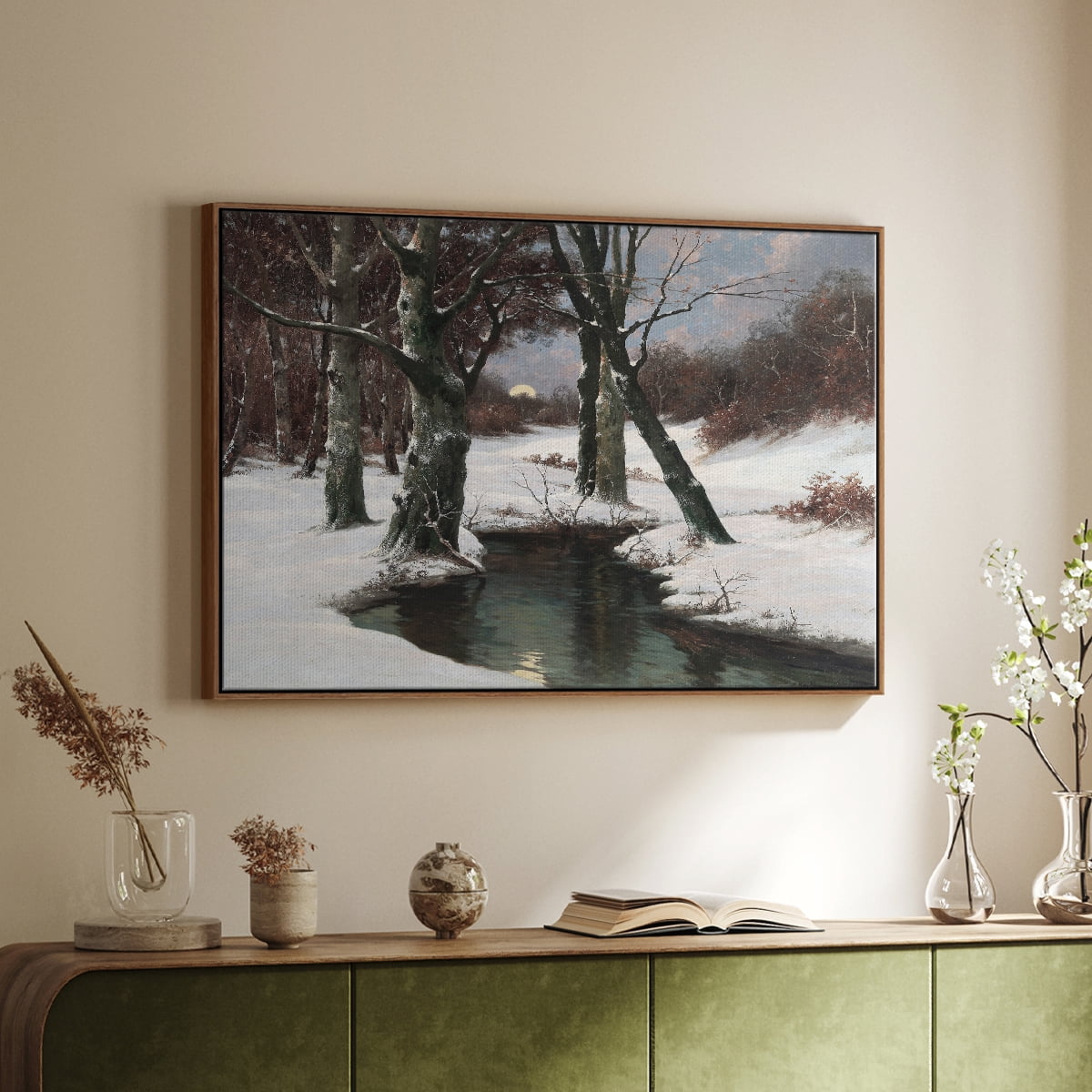 Vintage Landscape-CCLXXXV By Wexford Home Framed in Walnut Wood Gallery Wrapped Canvas 27 in. x 41 in.