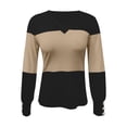 thumbnail image 3 of Women's Fall Fashion Long Sleeve Tops Color Block, Loose Fit, V Neck, Casual Pullover, Polyester, Trendy Design, 3 of 3