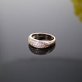 thumbnail image 2 of Women's Fashion Half Side Three Row Cubic Zirconia Copper Ring, Geometric Electroplated Ring, European and American Style, 2 of 3