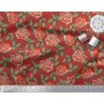 thumbnail image 2 of Soimoi Tissu Popeline de Coton Imprimé Feuilles & Roses au Mètre 56 Pouces de Large, 2 of 3