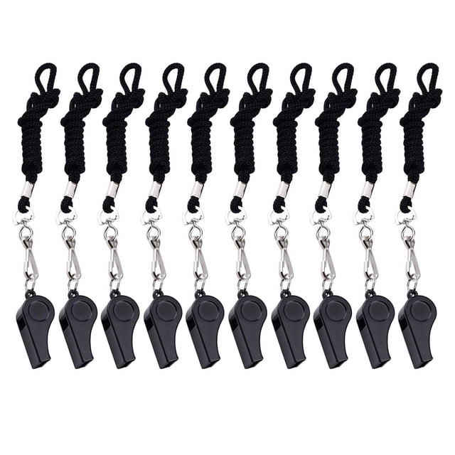 10 silbato de supervivencia para fútbol, con cordón colgante, para pájaros, árbitro