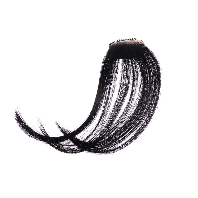 Extensiones de cabello con flequillo frontal, accesorio para el cabello con flequillo, para mujeres y niñas (negro)