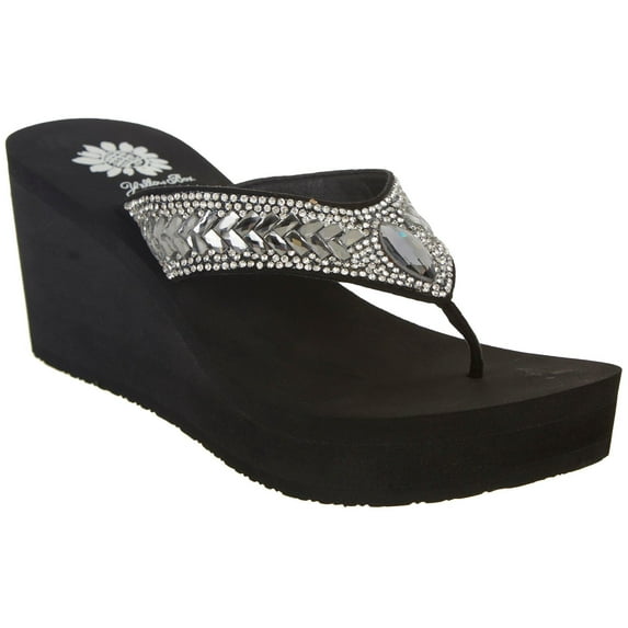 yellow box womens glorian wedge flip flops 10 Clear