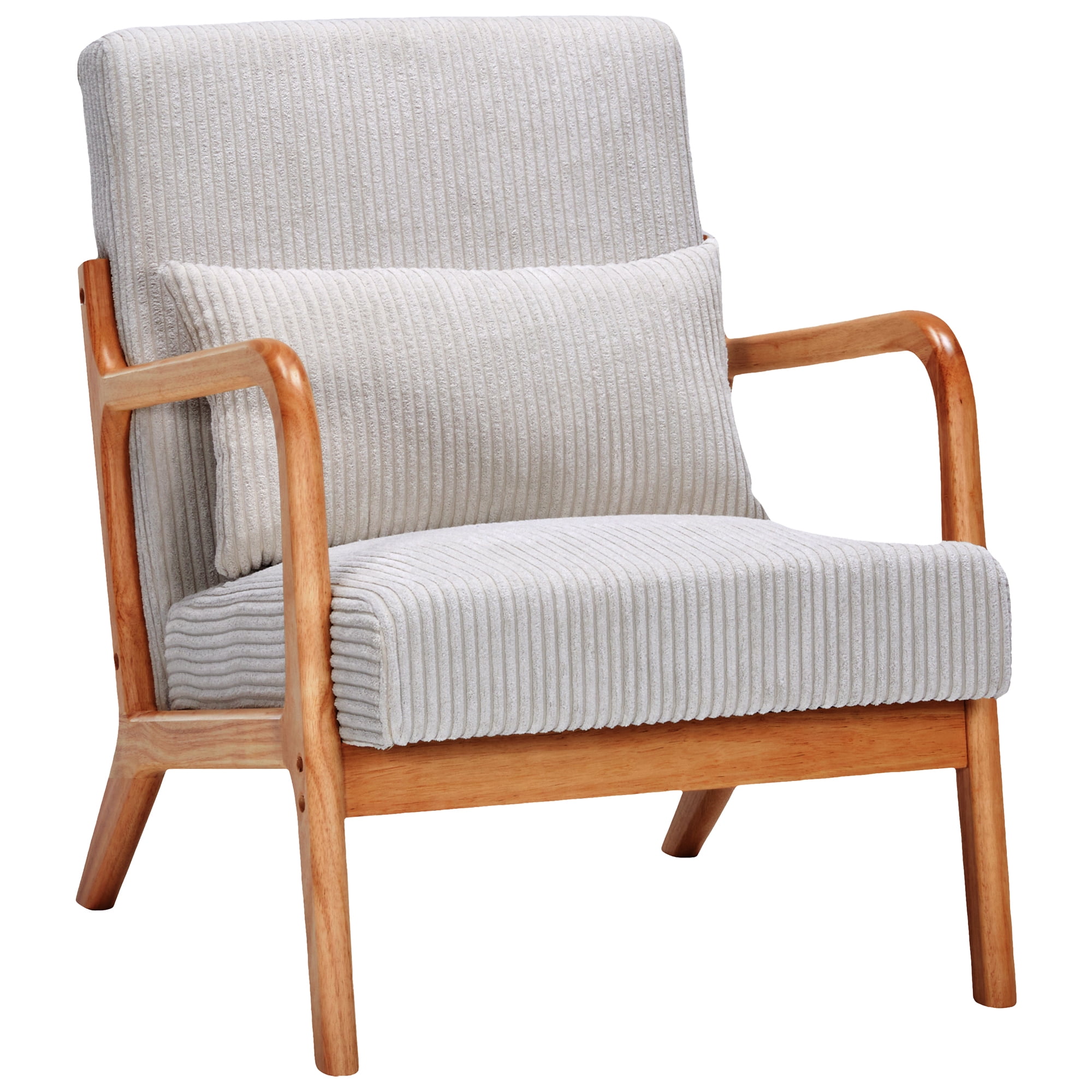 Homy Casa Modern Accent Chair with Wooden Frame and Corduroy Upholstery, Living Room Armchair