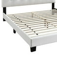 thumbnail image 3 of Twin Leatherette Bed with Checkered Tufted Headboard, White- Saltoro Sherpi, 3 of 6
