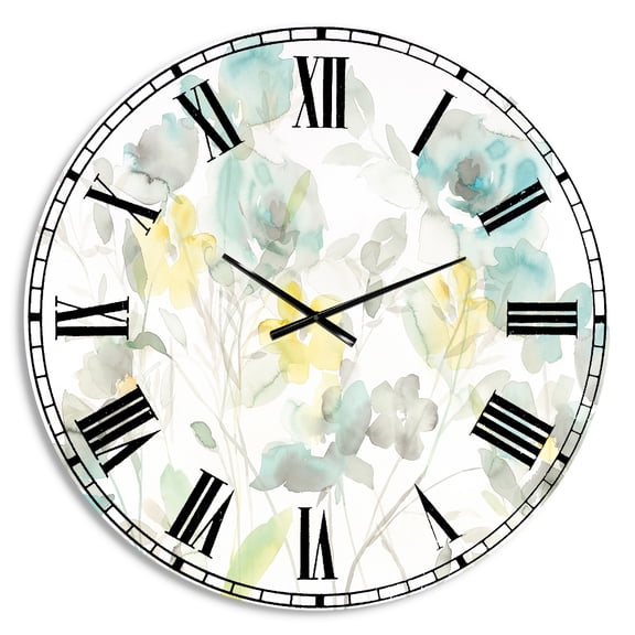 Designart 'Aqua Rose Natural Element' Traditional Wall Clock