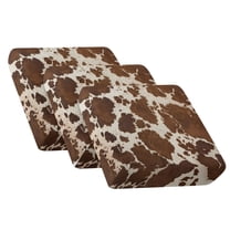 COEQINE Individual Seat Cushion Cover, Couch Cover for 3 Cushion Couch, Stretch Spandex Fabric Sofa Slipcover Pet Friendly Furniture Protector, 3-Seater, Brown Beige Cow Print