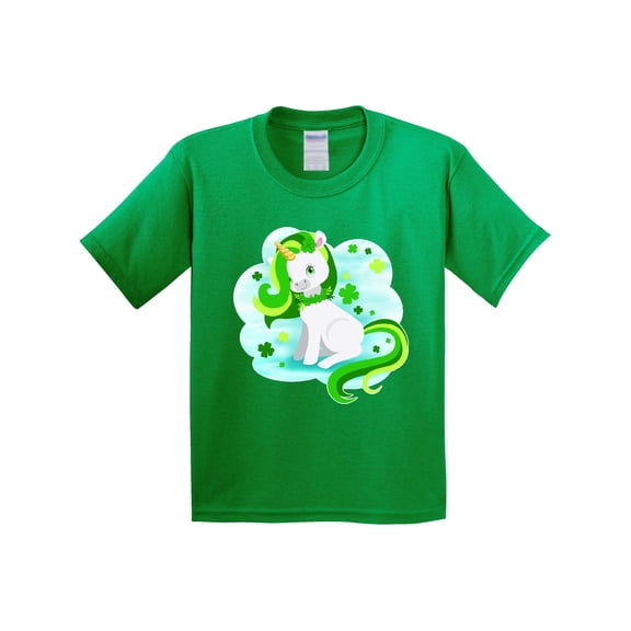 Inktastic St. Patrick's Day Unicorn with Four Leaf Clovers Youth T-Shirt