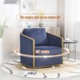 thumbnail image 3 of Corduroy Swivel Barrel Chair, Comfortable Accent Sofa Chair for Living Room, 360 Degree Swivel Barrel Club Chair, Leisure Arm Chair for Nursery, Hotel, Bedroom, Office, Lounge (Navy), 3 of 5