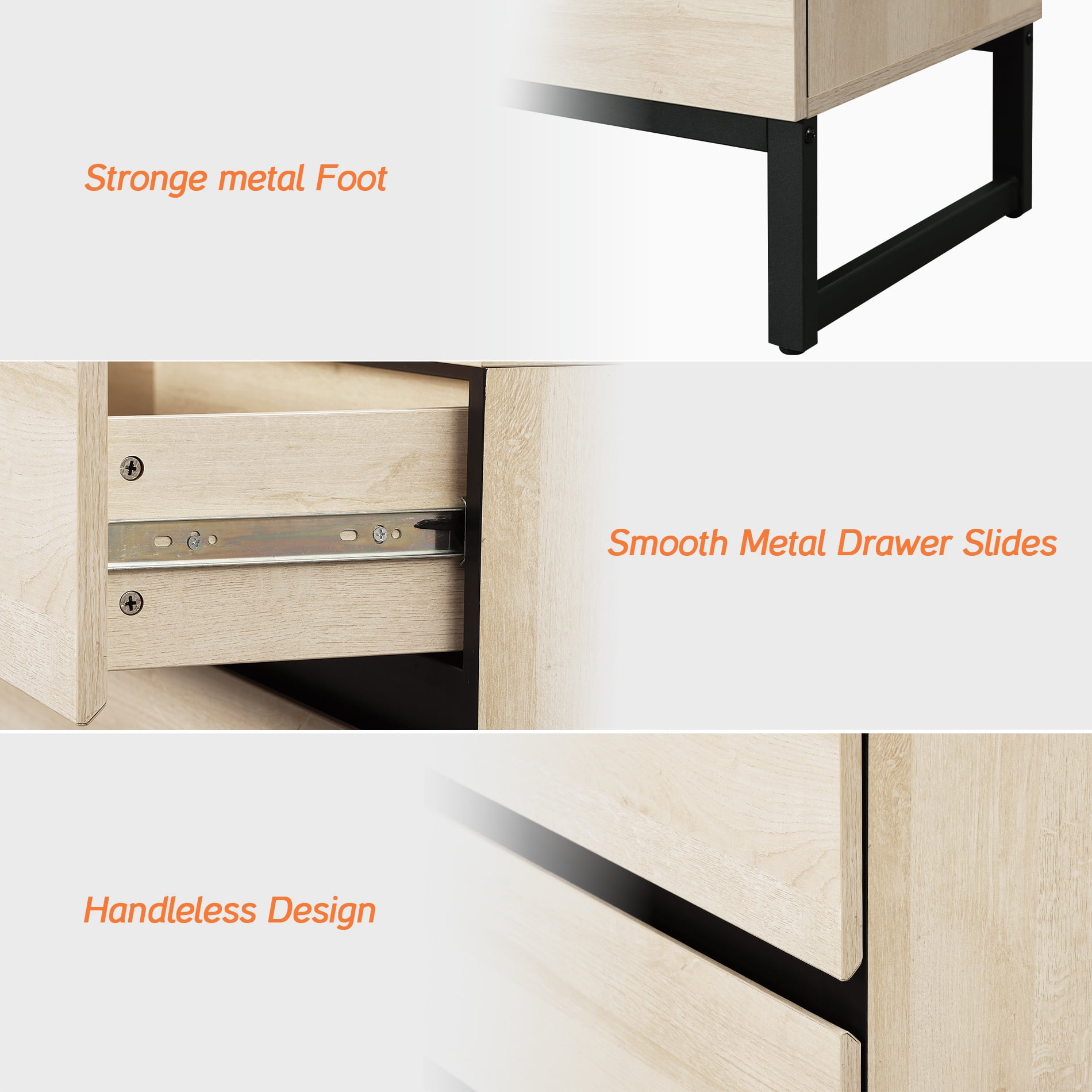 WAMPAT Modern End Table With 2 Drawers - Compact Sofa Side Table & Nightstand For Living Room & Bedroom