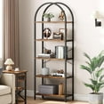 thumbnail image 6 of CABIHOME Bookshelf Tall Bookcase Arched Standing Bookshelves Modern Display Racks 5 Tier Storage Rack Shelf Large Wood Book Shelf for Bedroom, Living Room, Home Office, 6 of 16
