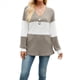thumbnail image 2 of Camiseta Holgada con Botones y Cuello en V de Larga para Mujer, Otoño e Invierno 2025, con Contraste de Color Caqui M, 2 of 10