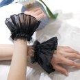thumbnail image 4 of Simple Detachable Sleeves Cuffs Lace Wedding Flounces Ruffled White Wrist Warmer Ruffled for Sweater Women, 4 of 8