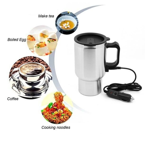 mini bouilloire de voyage 350ml, chauffe mug 304 Qualité Alimentaire INOX  Portatif Mini Bouilloire éLectrique, 3 en 1 théière pour la préparation de  thé, café, lait infantile (Voiture verte-12V)